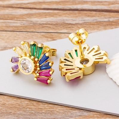 Nidin New Design Bohemian Rainbow Rhineston Crystal Earrings For Women Luxury Fashion Colorful Party Anniversary Jewelry Gifts