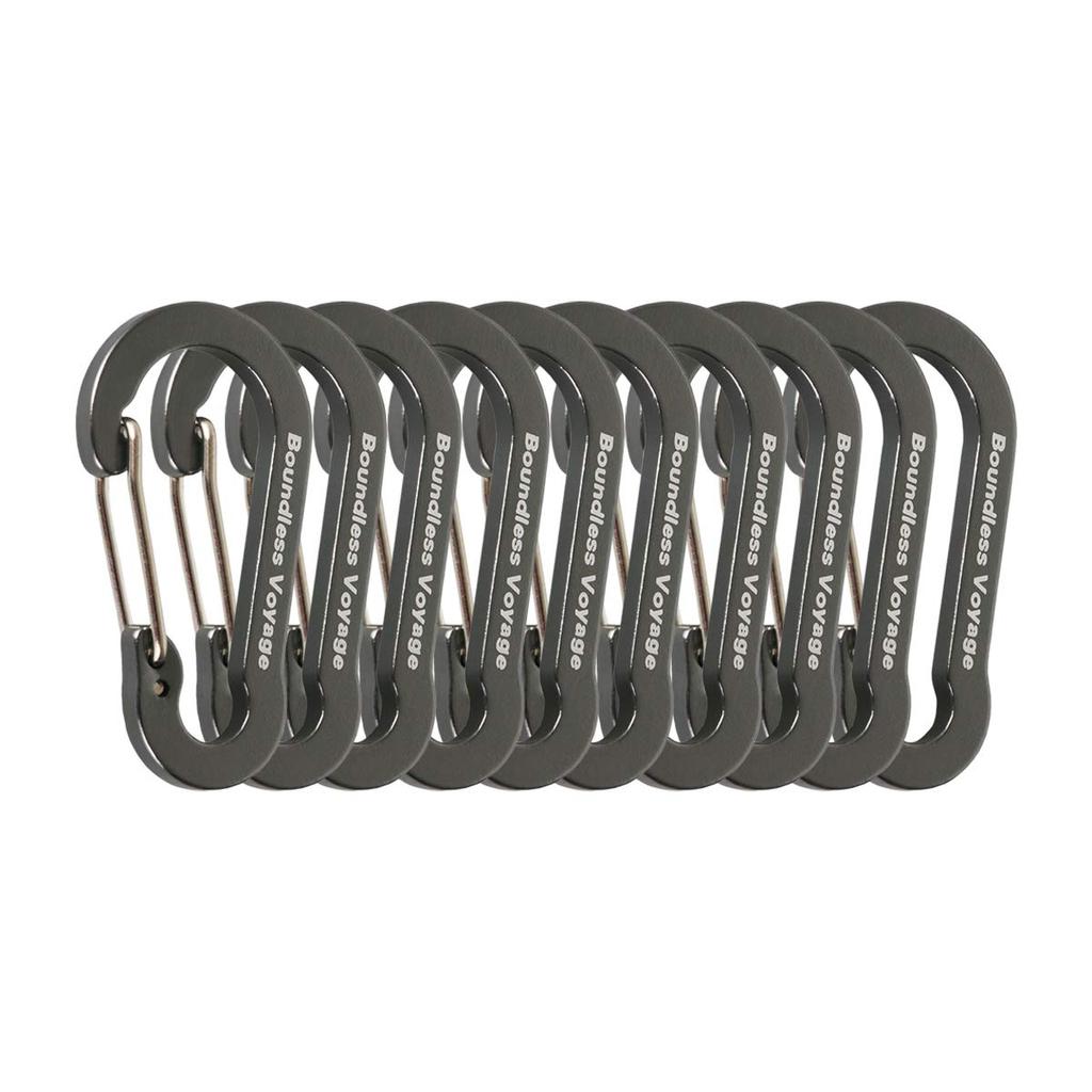 Boundless Voyage Carabiners with Storage Bag Pack of (Gray, 10)