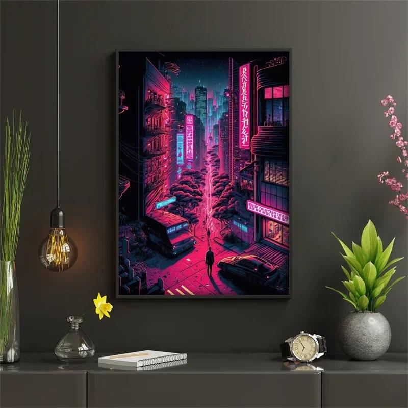 80s Neon Poster Aesthetics City Tour Colorful Night Canvas Painting Wall Art Posters and Prints for Living Home Decoration Gift
