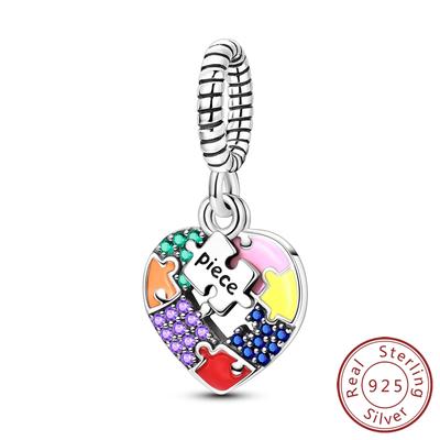 Fit Original Bracelet Copper Colorful Puzzle Pendant Charms Beads For Women Jewelry Making Gift