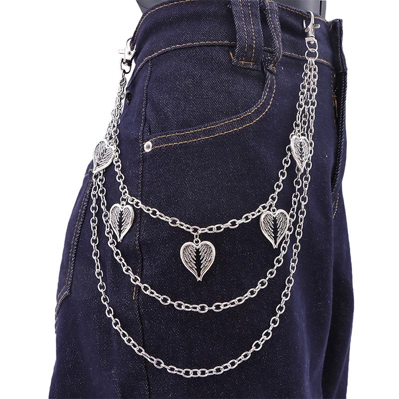 שרשרת מותן היפ-הופ פאנק רחוב לנשים גברים גותי שרשרת מותן למכנסיים רב-שכבתית שרשרת מכנסיים רב-תכליתית שרשרת מותן למכנסיים ג'ינס