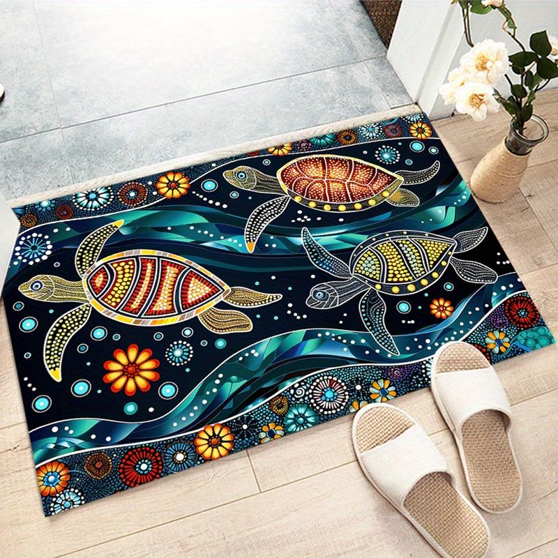 Comfortable Crystal Velvet Rug Machine Washable Australian Sea Turtle Non Slip Fading Resistant Living Room Bedroom Gaming Area