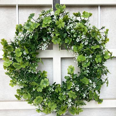 Simulation Wreath Door Decoration Large Clover Chamomile Wreath American St. Patrick's Day Pendant Door Knocker