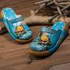 Fashion GKTINOO Flower Slippers Genuine Leather Shoes Handmade Slides Flip Flop On The Platform Clogs For Women Woman Slippers
