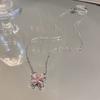 IF ME Simple Butterfly Silver Necklace for Women Chain Pink Crystal Choker Accessories Jewelry