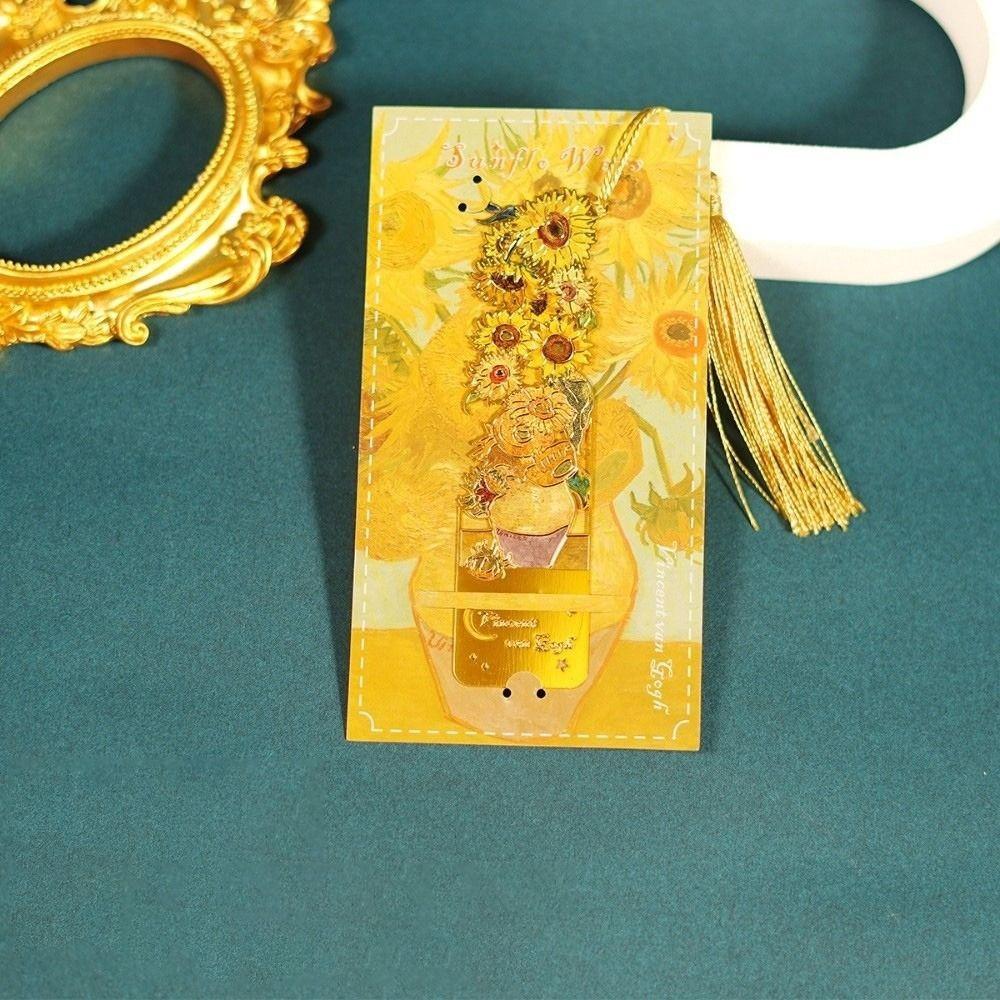 Landscape Flower Oil Painting Metal Bookmark Flower Bookmarks  Student Reading Stationery D
