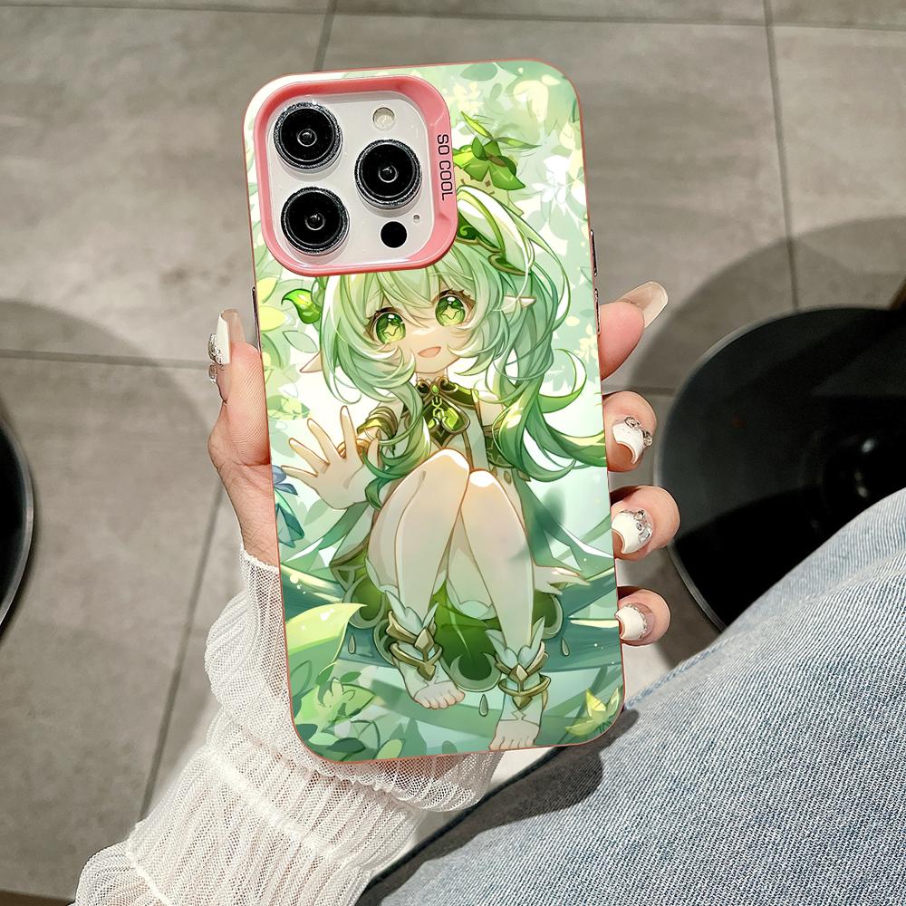 Game GI Nahida Pink Translucent Mobile Phone Case for iPhone 17 16 15 14 13 12 11 X XR XS 8 7 Air Pro Max Plus Colorful Cover