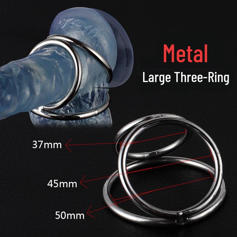 Men's Triple Restraint Metal Cock Ring Set - BDSM Erotic Device