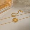 18K Gold-Plated Stainless Steel Minimalist Sun Pendant Necklace for Women - Non-Fading, Versatile Design