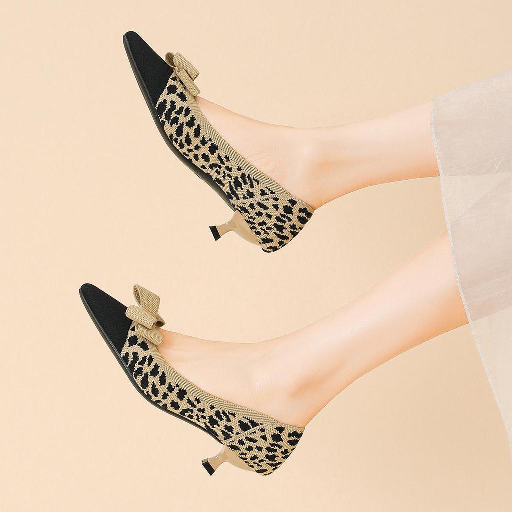 Dámské Velké Velikosti Jarní Jehlové Podpatky Boty se Špičatou Špičkou Letní Ležérní Mašle Jednobarevné Boty na Vysokém Podpatku 34-43