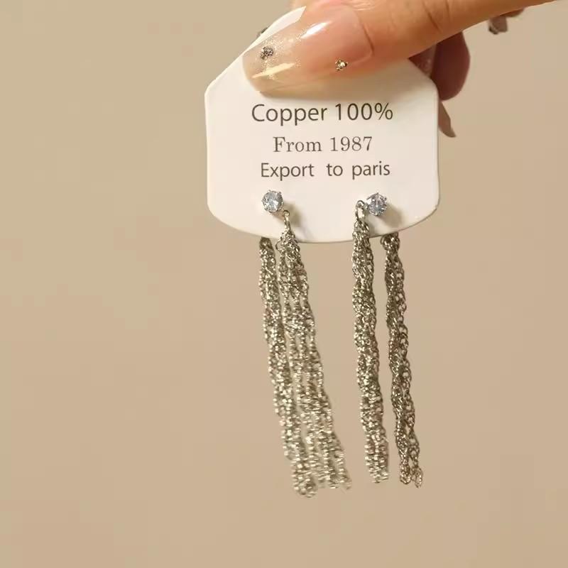 Long Style Fashionable French Tassel Earrings for Women, Light Luxury and High-end Earrings for Women, Cool and Stylish Ear Accessories for Women