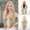 Long Golden Blonde Synthetic Wigs Natural Wavy Hair Wigs for Women Middle Part Golden Cosplay Party Wig Heat Resistant Fake Hair