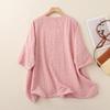 Summer Retro Floral Linen Pullover - Artistic Fresh Five-Sleeve Top