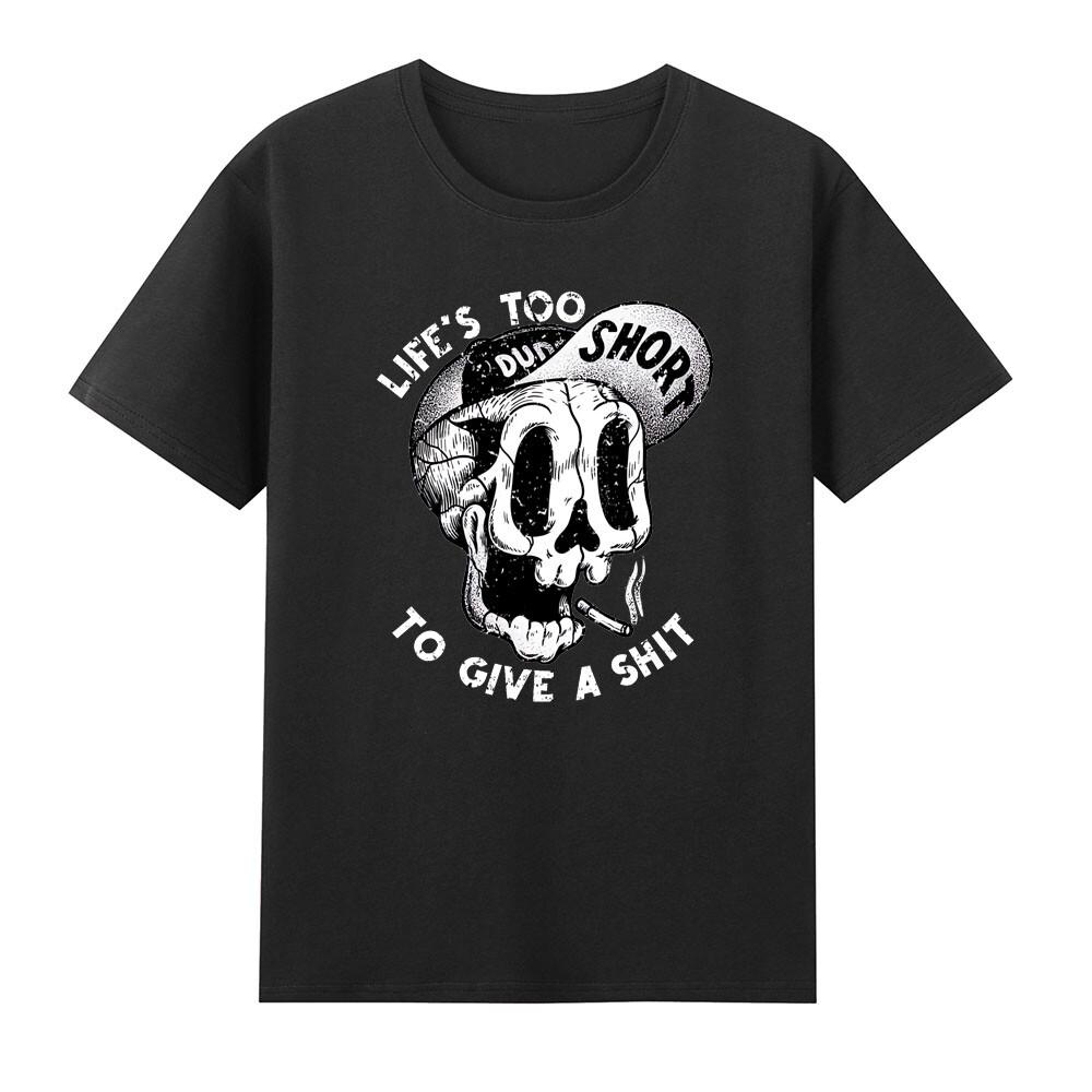 Lifes Too Short To Give A Shyt Funny Skull Smoke Pattern Vintage Unisexs Tshirt S