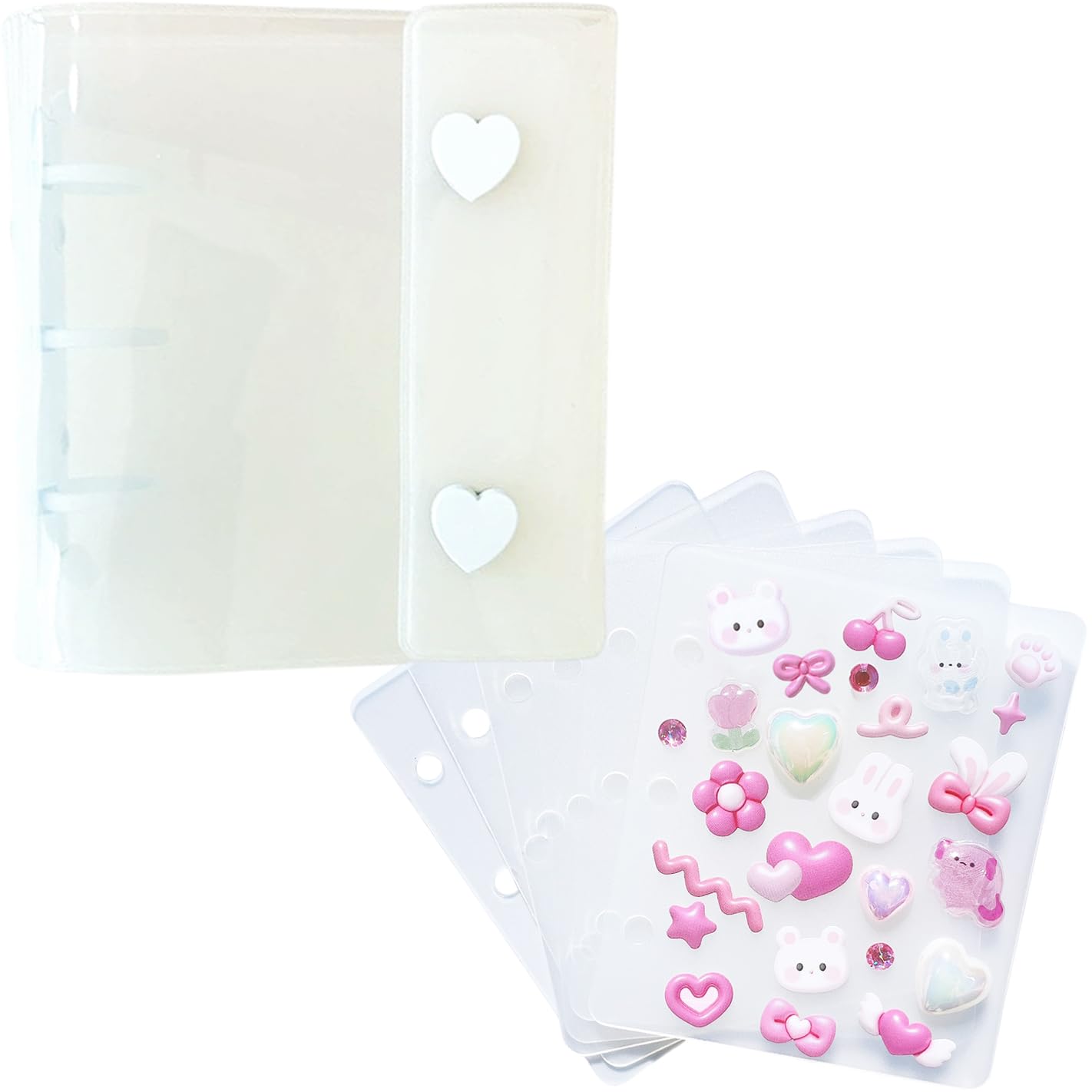 

Abon Abon Sticker Book with 6 Stickers Size Fits in a Small Heart Purikura Transparent Folder with Favorite Colors Peel-Off [A8 Bag] (White) белый