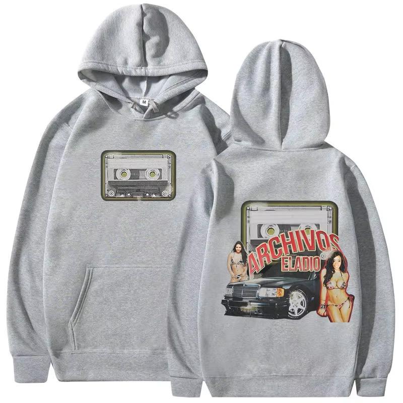 Rapper Eladio Carrion Archivos Album Merch Hoodie, Unisex Fashion Hip Hop Long Sleeve Pullover Sweatshirt Hoodies