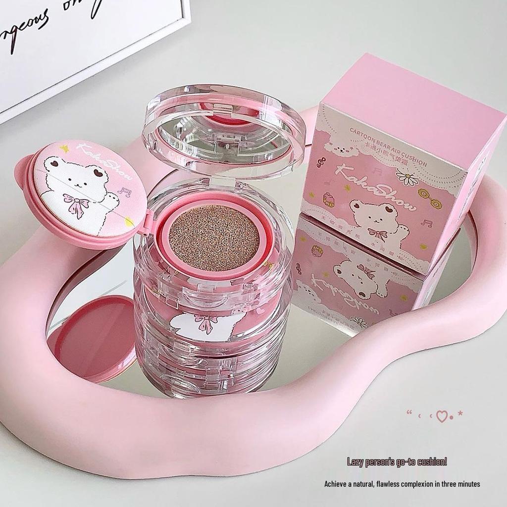 Kakashow Little Bear Cushion Foundation: Creamy, Waterproof, Long-Lasting BB Cream with Refill for Flawless Skin.