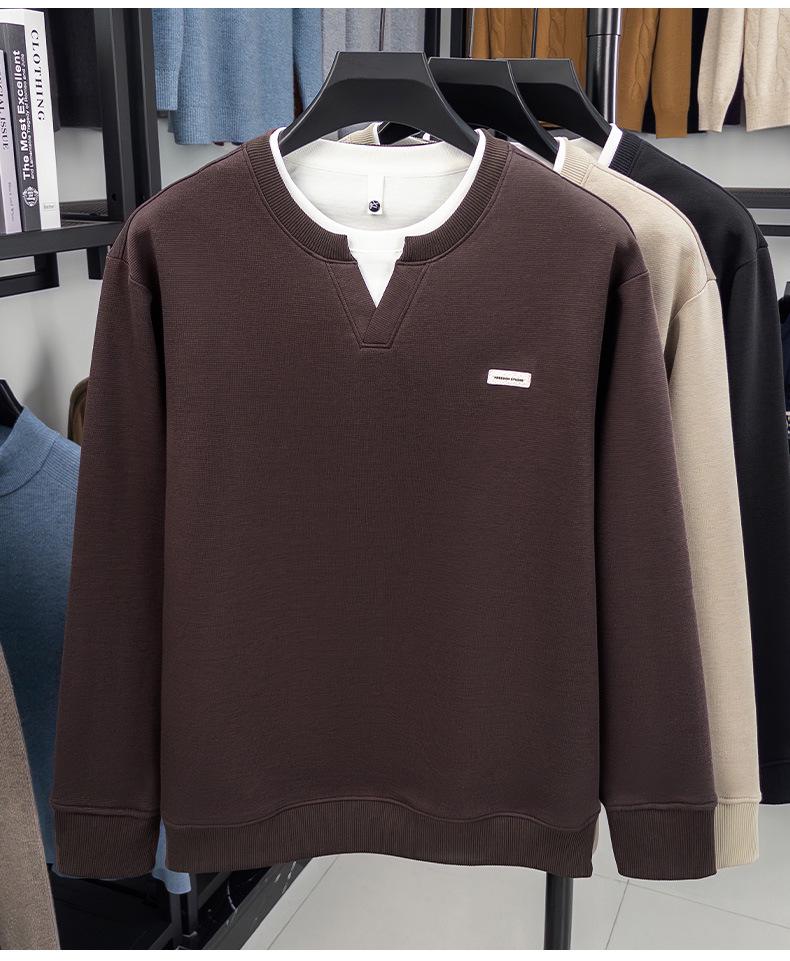 Schwerer Hoodie für Herren: Herbst/Winter, Rundhalsausschnitt, Fake-Zweiteiler-Design, Lockere Passform, Lässige Mode