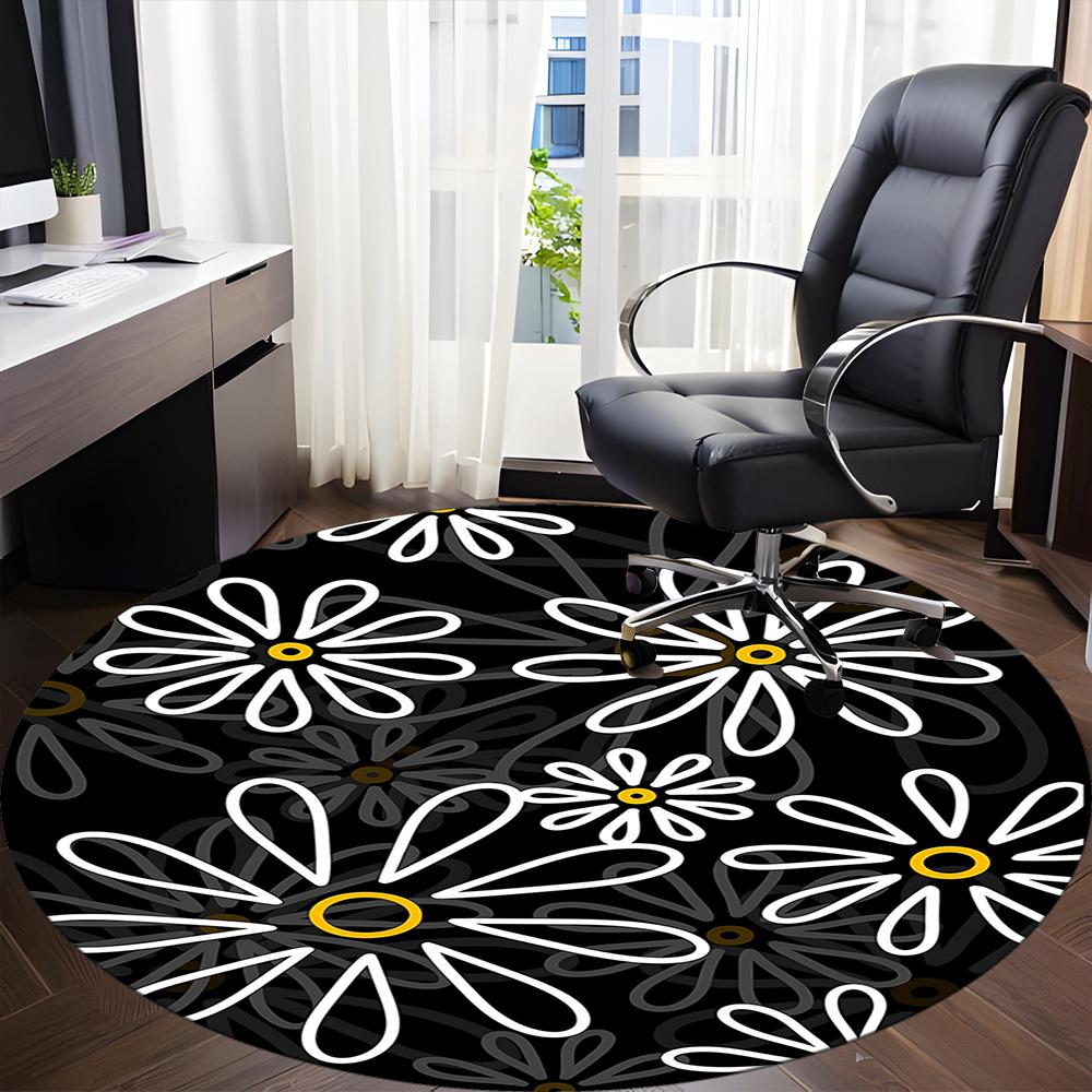 1pc Floral Pattern Office Round Area Rug, Indoor Mat Suitable ForOffice, Under Office Chairs Bedroom Living Room Home Decor, Room Decot154