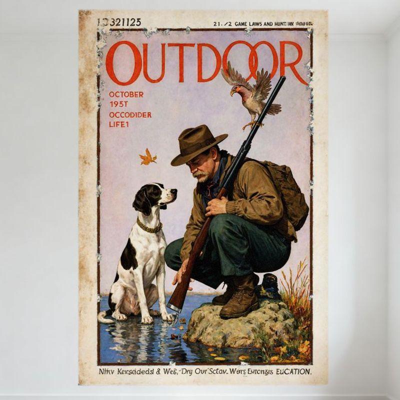 

Vintage 1951 Outdoor Magazine Cover OCCUPIER LIFE! Hunting Tin Sign - Man with Rifle, Dog & Game Bird Metal Poster for Bar Pub 20x30cm（7.8x11.8inch）