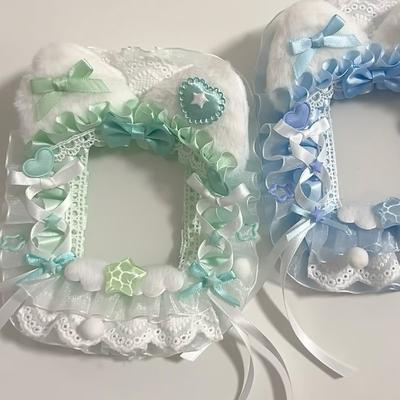 Plush Lace Card Holder Kpop Photocard Case Ribbon Bow Lolita Sweet Anime Itabag Ornament ID Card Display DIY Bag Decoration