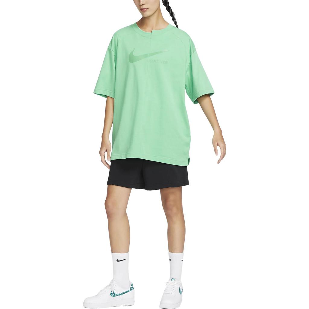 Nike T Shirts Women's Green Crew Neck Moderate Straight Fit DV8318-363