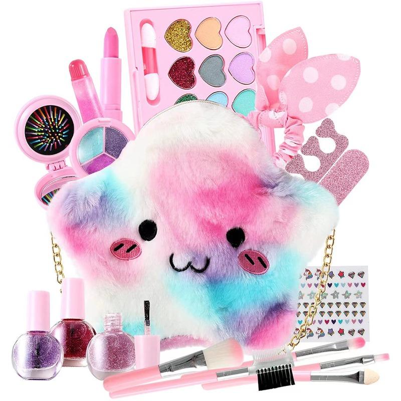 Cosmetics Toy Set Children Make Up Set Safe Washable Princess Beauty Pretend Play Toys Starlike Bag Nail Polish