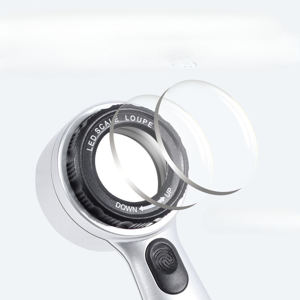 Handheld 30x Magnifying Glass with 4-color LED Light Source, Rechargeable, Suitable for Antique Jewelry Appreciation