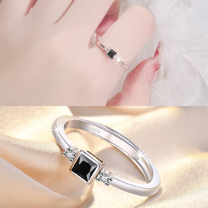 925 Sterling Silver Zircon Adjustable Engagement Rings For Women Wedding Elegant Jewelry Ladies Accessories Gifts