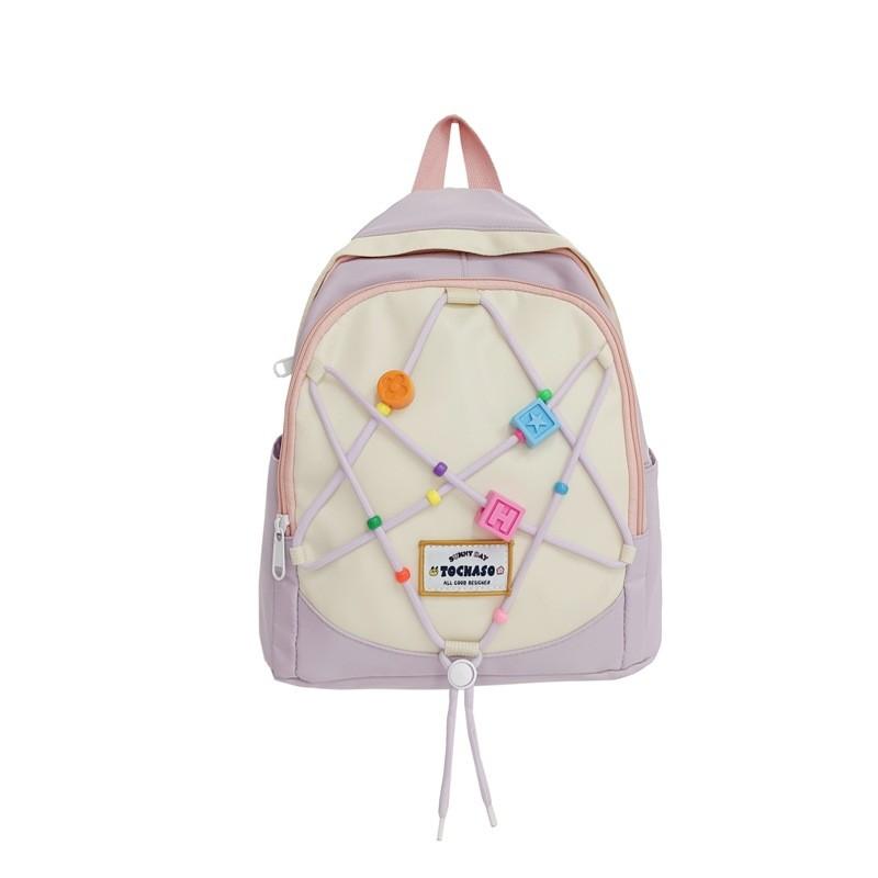 Charming Retro Girl Casual Mini Backpack Lightweight Commuter Bag For Students In Pink Blue Purple White Colors