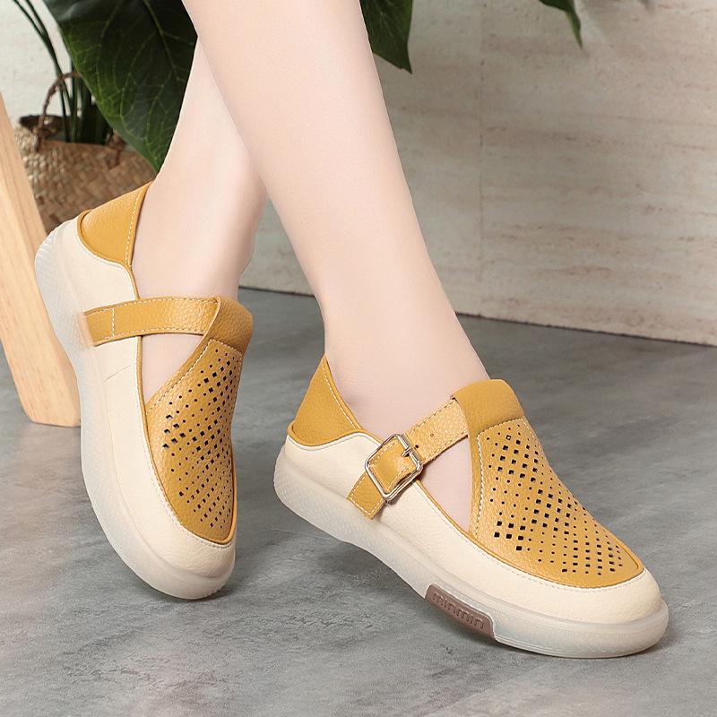 

Модная мамина обувь Удобная обувь на плоской подошве для женщин Обувь для женщин среднего и пожилого возраста Летняя кожаная обувь на мягкой подошве 36