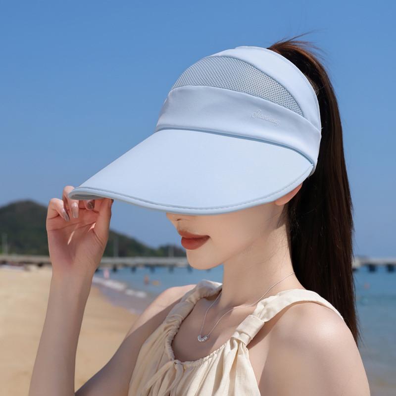 Summer Lightweight Wide Brim Sun Hat Polyester Fabric Women Sunshade Uv Defense
