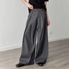Amerikanische Retro-Dreidimensionale Falten-Weiter Bein Hosen Herren A-Linien Silhouette Lässige Hosen High-End Lockerer Fall Bodenlange Hosen