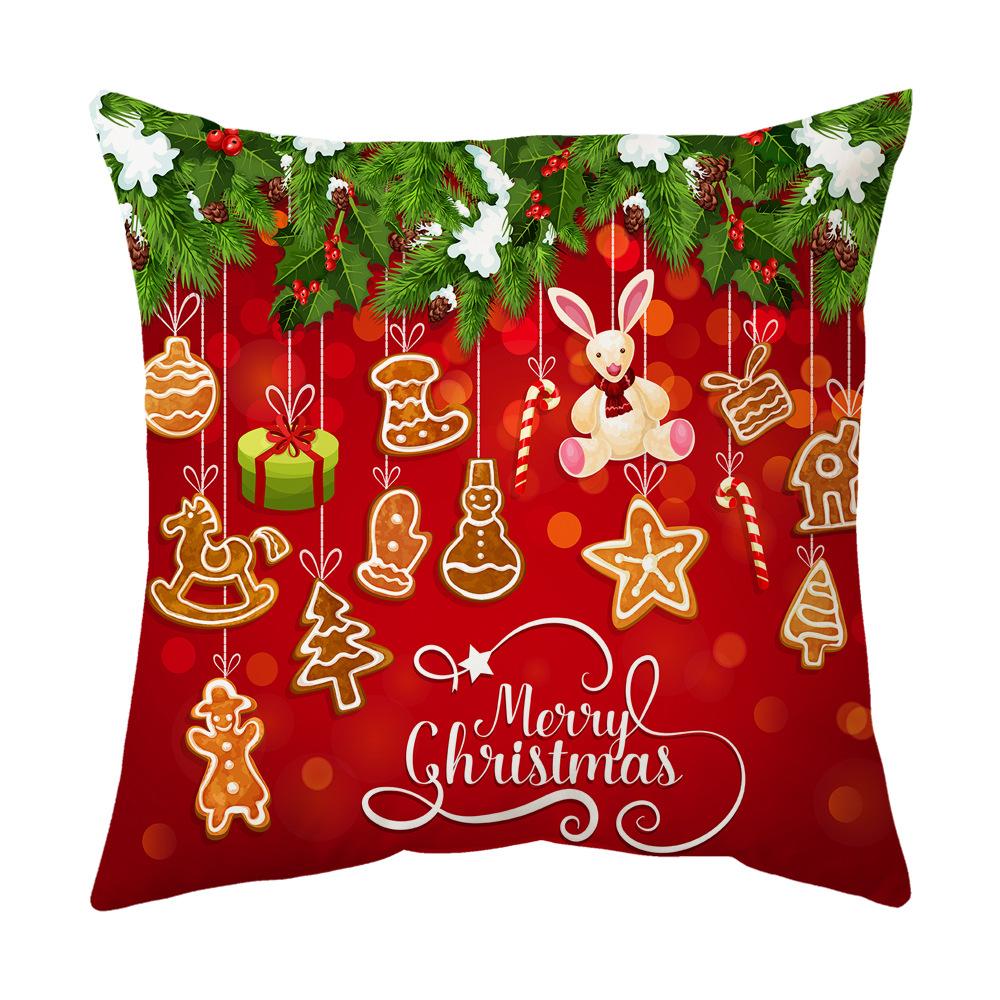 Classic Simple Christmas Series Cushion Pillow Cover Fashion Santa Claus Christmas Tree Pattern Pillowcase Home Sofa Decoration