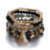 Fringed Design Bracelets Set Electroplated Crystal Beaded Bracelet  Bohemian Style