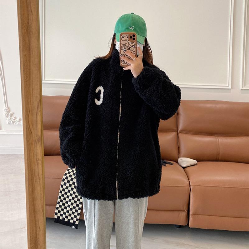 Double-sided Coral Fleece Jacket Women's Autumn and Winter Casual Fleece Thickened Fleece Jacket Warm Outer Cardigan Loungewear Top