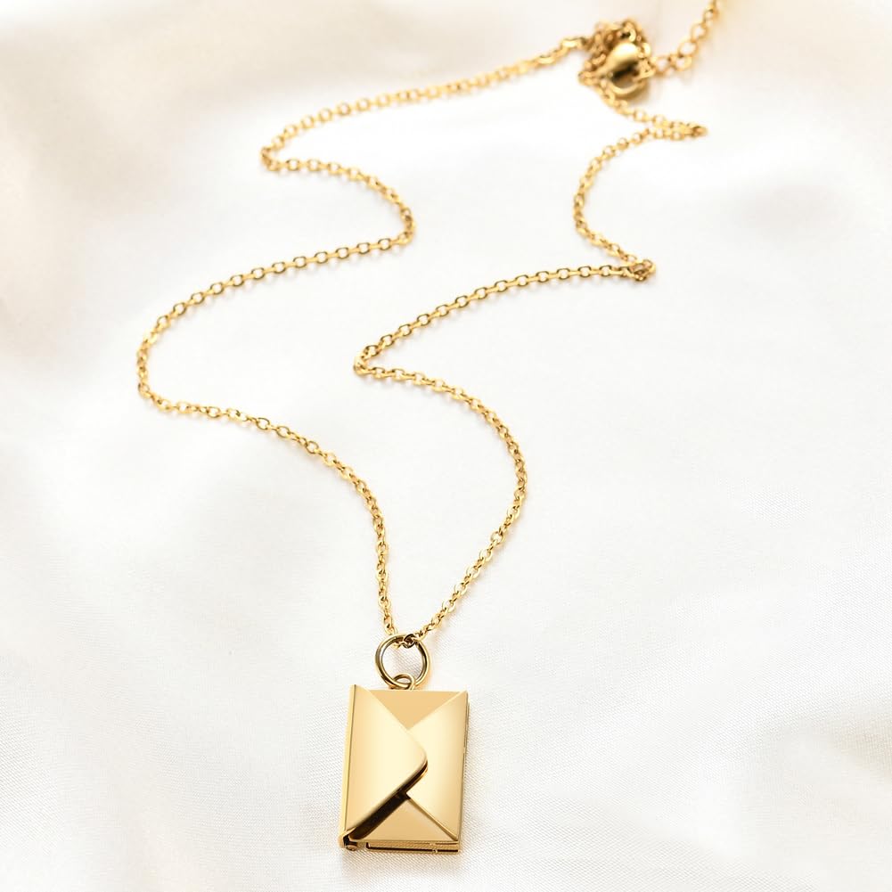 Necklace for Popular Love Letter Stainless Love You Envelope Azuki Gift for Lover [Rockyu] Women, Brand, Silver, Pendant, Steel, Hypoallergenic,