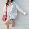 New Arrivals Open Run Women Loose Fit White Pocket Shirt Cotton Blend Daily Blou