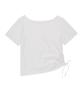 ILLIGO Ribbon String Off-Shoulder T-Shirt White