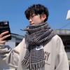 Thicken Men's Plaid Scarf Korean Checkered Scarf High Quality Winter Plaid Scarf  Males