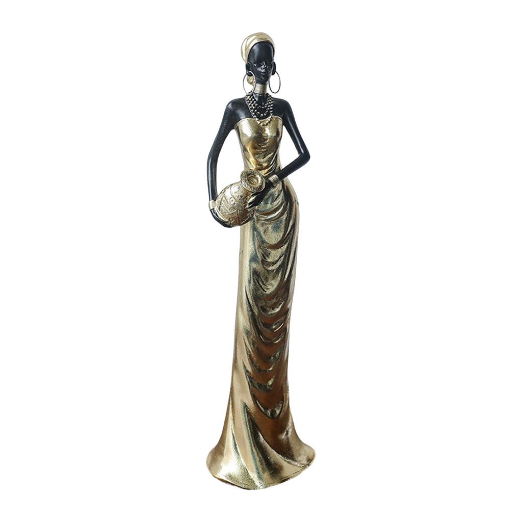 African Woman Sculpture Resin Black Woman Figurines for Unique Home Decoration