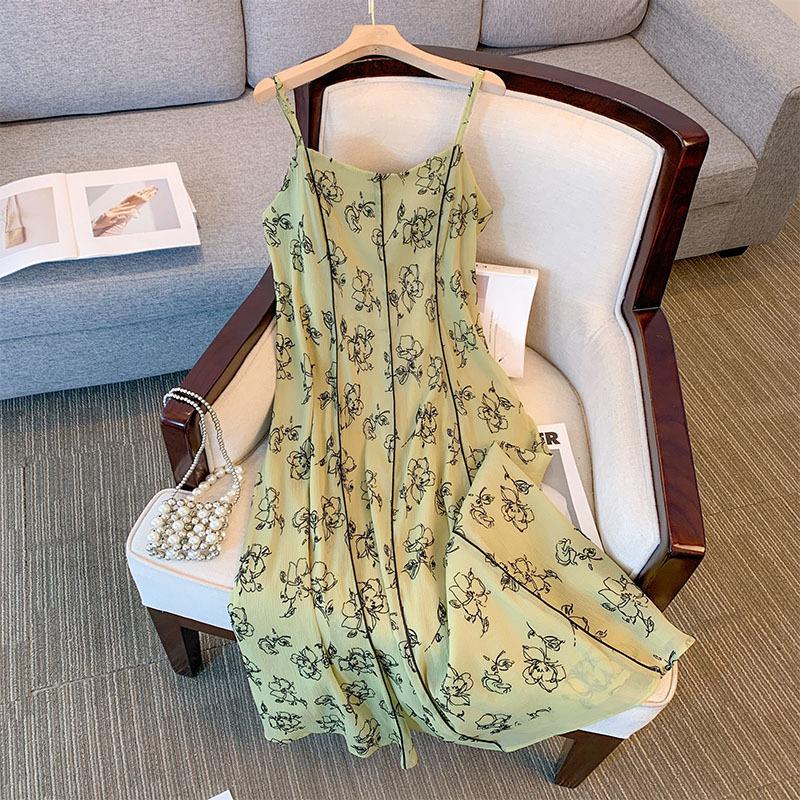 Plus Size Women's Summer Temperament Waist Halter Dress Sweet Long Dress