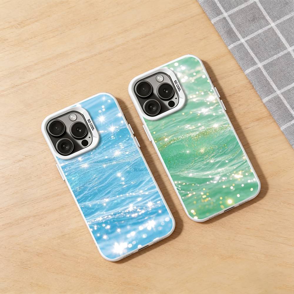 Dreamy Pastel Water Waves Phone Case for iPhone 17 16 Pro Plus X XS Max Air Mini 15 14 Soft Shockproof Cover