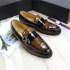 Flower Skin Glossy Leather Shoes Men'S Double Buckle Loafers Business Cowhide Handmade High-End Men'S Shoes