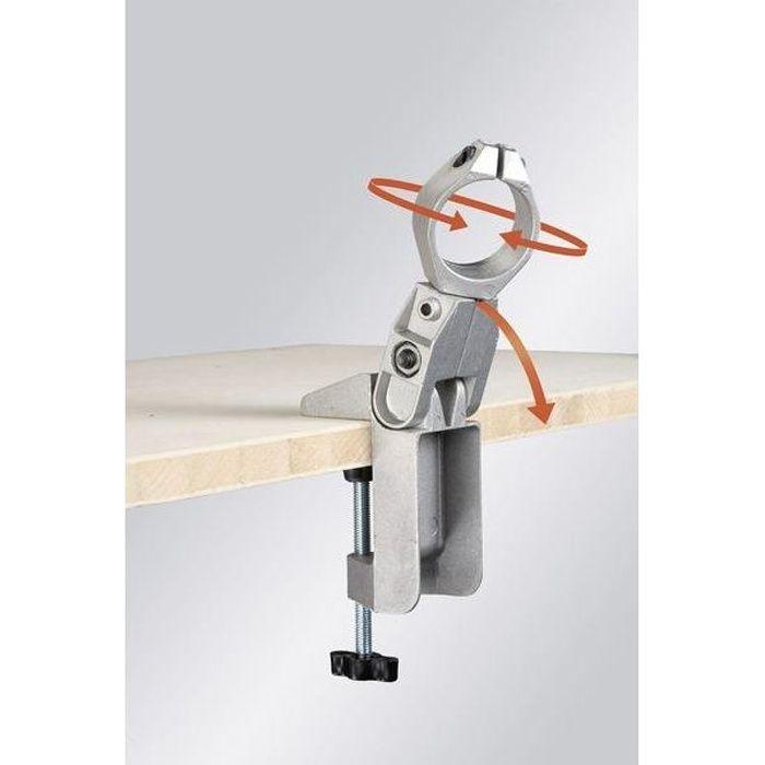 Support d'établi pour perceuse col 43 mm KWB - Bride orientable d'établi, fixation horizontale ou verticale