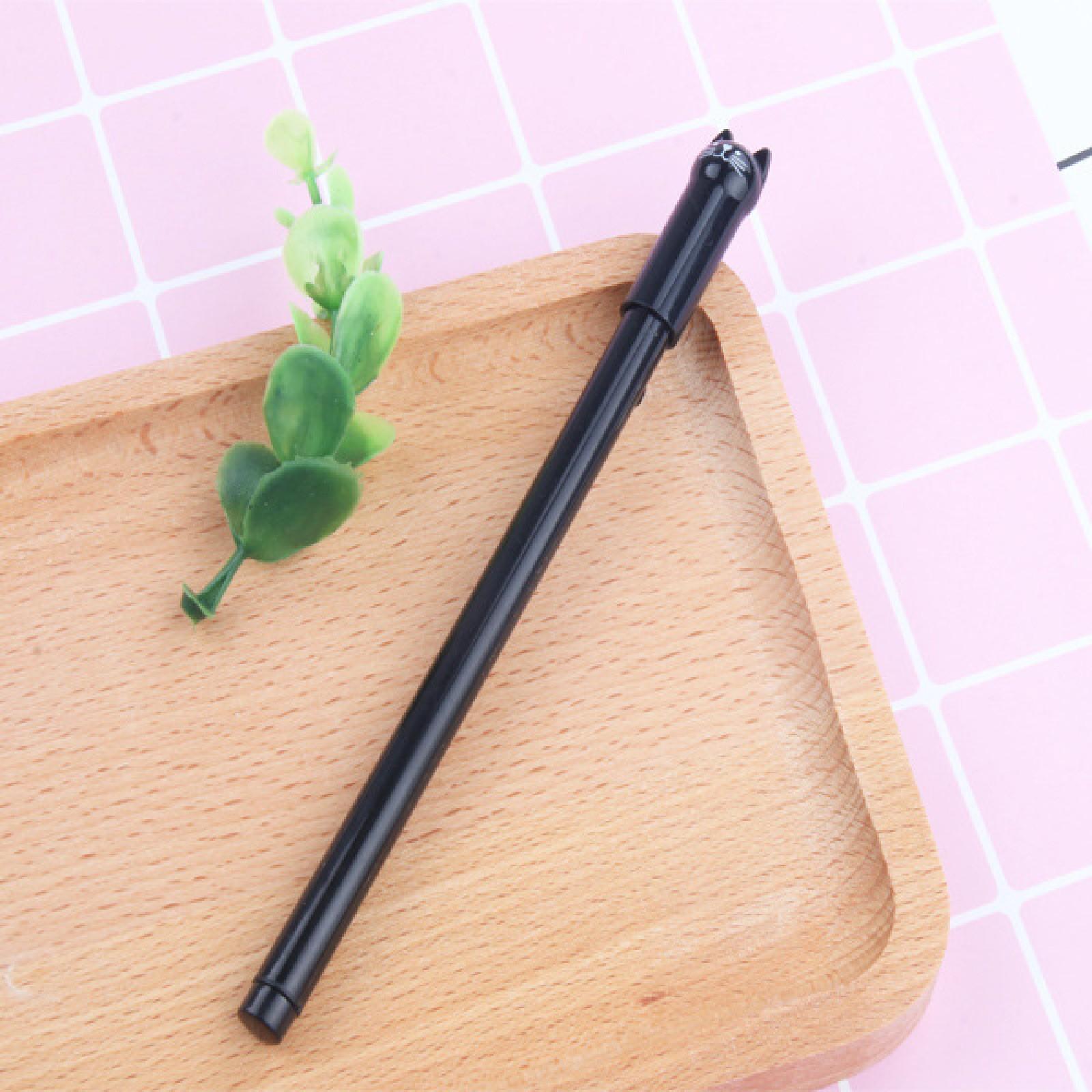

Gel Ink Pen with Cat Head Cap Design Retractable Medium Point Smooth Writing Office School Stationery Supplies One Size чёрный