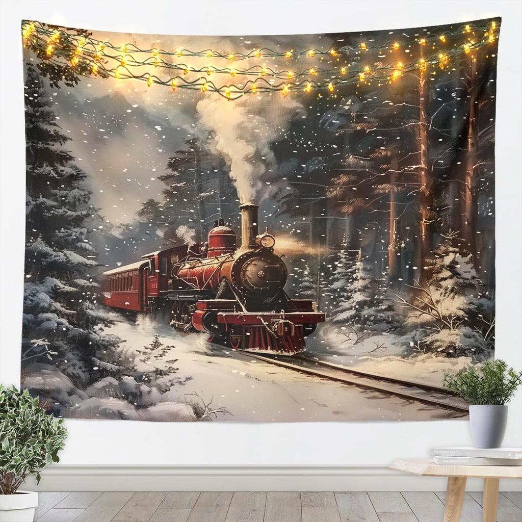 Weihnachtswandteppich Weihnachtsmann Schneeflocke Neujahrs-Hintergrund Wandbehang Dekoration Kamin Strümpfe Geschenke Hängendes Tuch