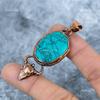 Oval Turquoise Gemstone Electroformed Birthday Gift Engagement Pendant Copper VP-42