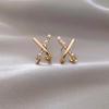 Golicc Cross 925 Silver Needle Female Pearl Stud Earrings