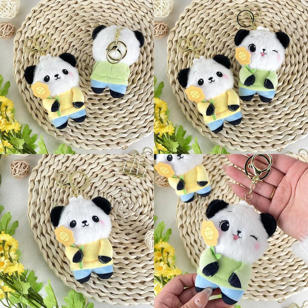 Plush Panda Sunflower Toys Bag Hanging Accessories Keychain Pendant Souvenir